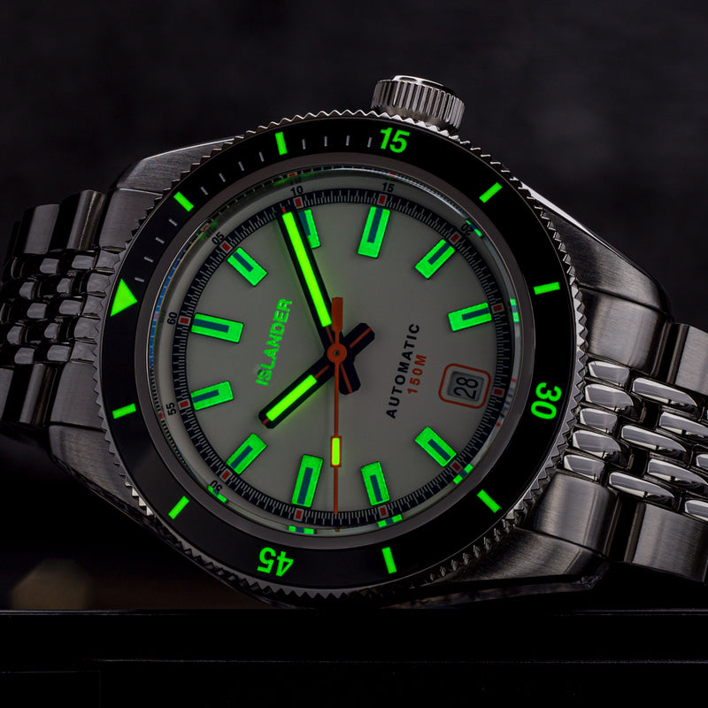 Islander Port Jefferson Skin Diver Automatic Watch with White Dial #ISL-176
