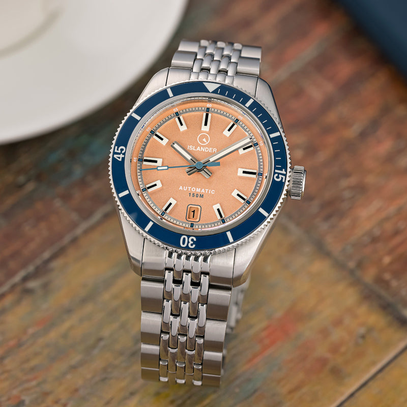 Islander Port Jefferson Skin Diver Automatic Watch with Sun Faded Orange Dial #ISL-178 lifestyle