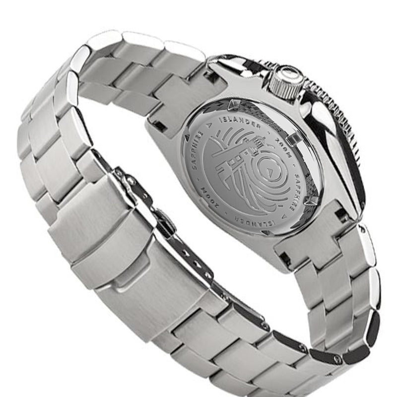 Islander Automatic Dive Watch with Bracelet, Double-Domed AR Sapphire Crystal, and Embossed Ceramic Bezel Insert #ISL-18 back