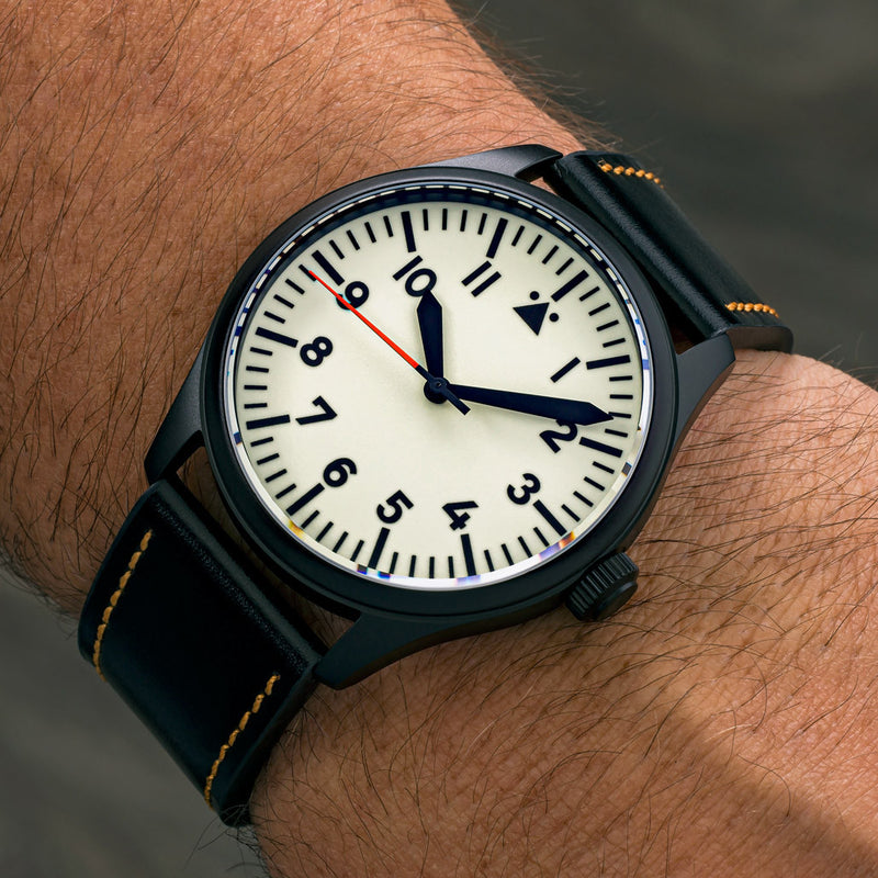 Islander DLC Aviator Automatic Watch with Full Lume A-Dial #ISL-181 wrist