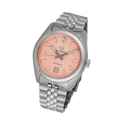 Islander Upper Brookville Hi-Beat Automatic Dress watch with Coral Linen Dial #ISL-184 tilt