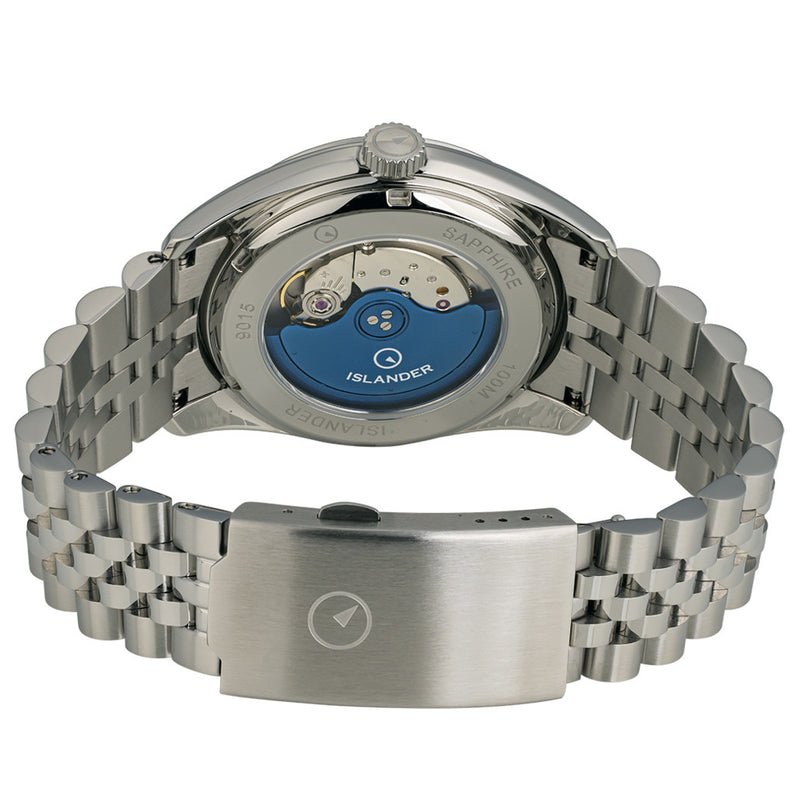 Islander Upper Brookville Hi-Beat Automatic Dress watch with Coral Linen Dial #ISL-184 back