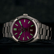 Islander Upper Brookville Hi-Beat Automatic Dress watch with Sunburst Purple Dial #ISL-185 lume