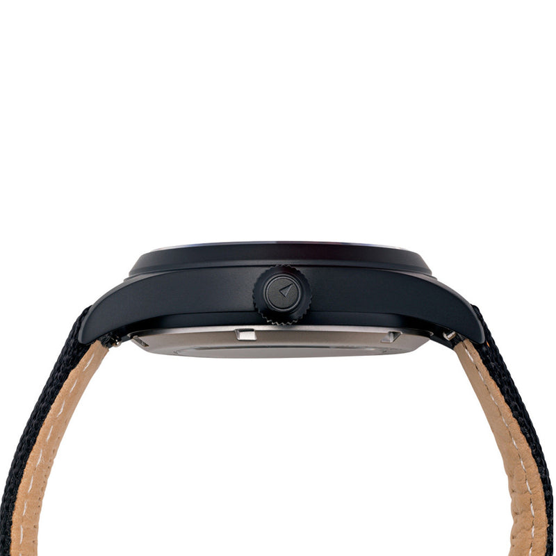 Islander Mitchel "DAY-T" Automatic DLC Field Watch with Black Dial and Day-Date Display #ISL-187 crown