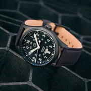 Islander Mitchel "DAY-T" Automatic DLC Field Watch with Black Dial and Day-Date Display #ISL-187 lifestyle