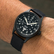 Islander Mitchel "DAY-T" Automatic DLC Field Watch with Black Dial and Day-Date Display #ISL-187 wrist