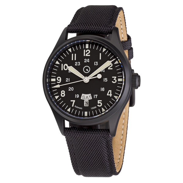 Islander Mitchel "DAY-T" Automatic DLC Field Watch with Black Dial #ISL-187