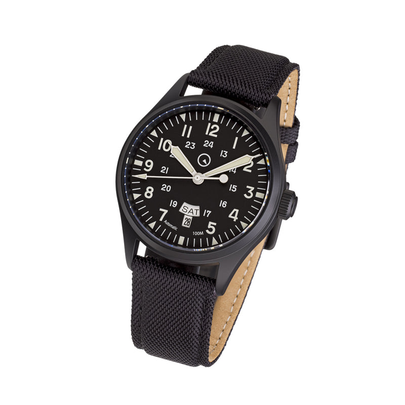 Islander Mitchel "DAY-T" Automatic DLC Field Watch with Black Dial #ISL-187