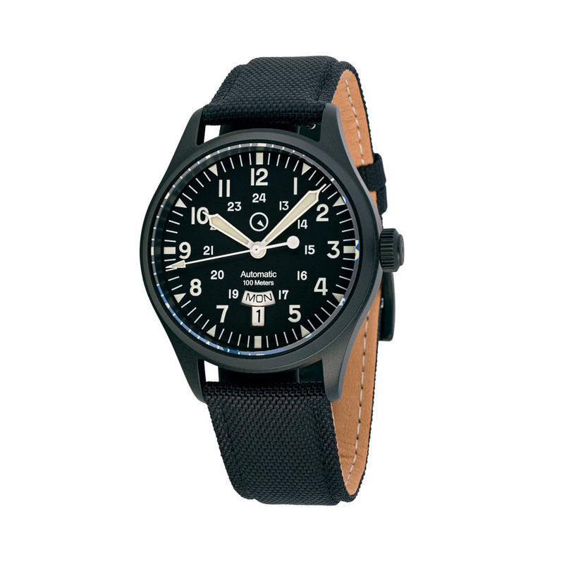 Islander Mitchel "DAY-T" Automatic DLC Field Watch with Black Dial and Day-Date Display #ISL-187