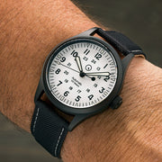 Islander Mitchel Automatic Field Watch with DLC Case and White Dial #ISL-189 wrist