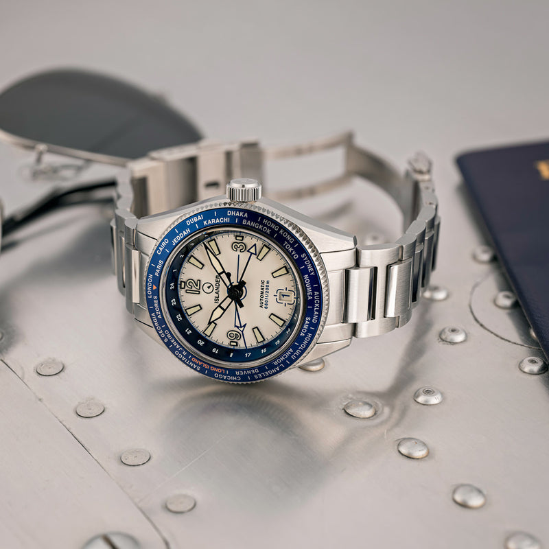 Islander Calabro GMT World Time Automatic Watch with White Dial #ISL-190 lifestyle