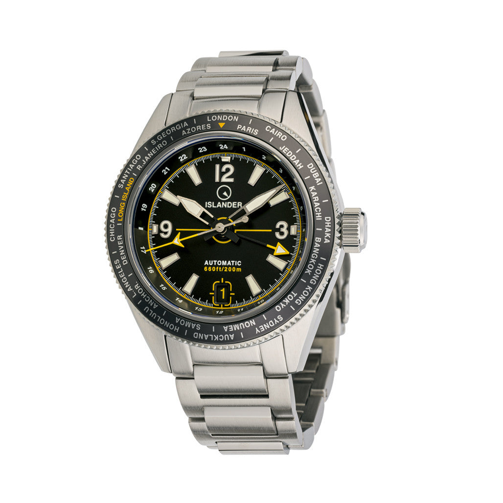 Islander Calabro GMT World Time Automatic Watch with Black Dial
