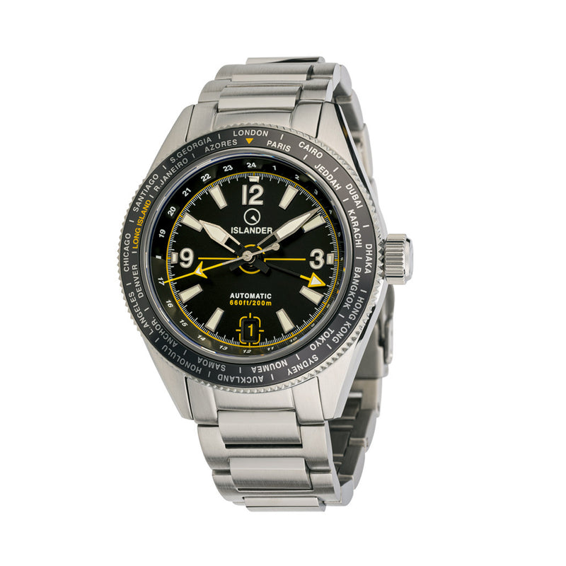 Islander Calabro GMT World Time Automatic Watch with Black Dial #ISL-192