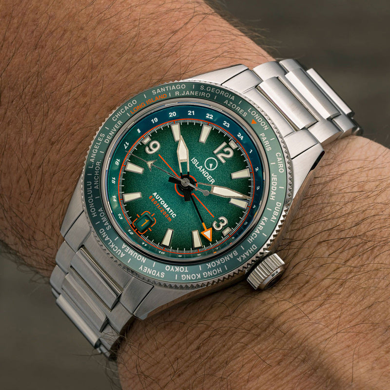 Islander Calabro GMT World Time Automatic Watch with Green Dial #ISL-193