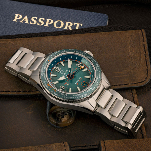 Islander Calabro GMT World Time Automatic Watch with Green Dial #ISL-193