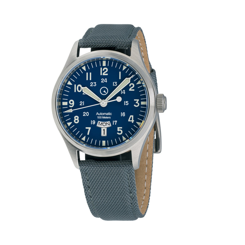 Islander Mitchel "DAY-T" Automatic Field Watch with Blue Dial and Day-Date Display #ISL-194