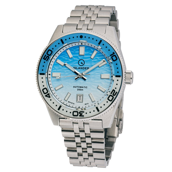 Islander Northport Hi-Beat Automatic Dive Watch with Ocean Blue and White Ripple Dial #ISL-195 zoom