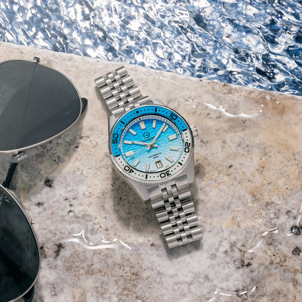 Islander Northport Hi-Beat Automatic Dive Watch with Ocean Blue and White Ripple Dial #ISL-195 lifestyle