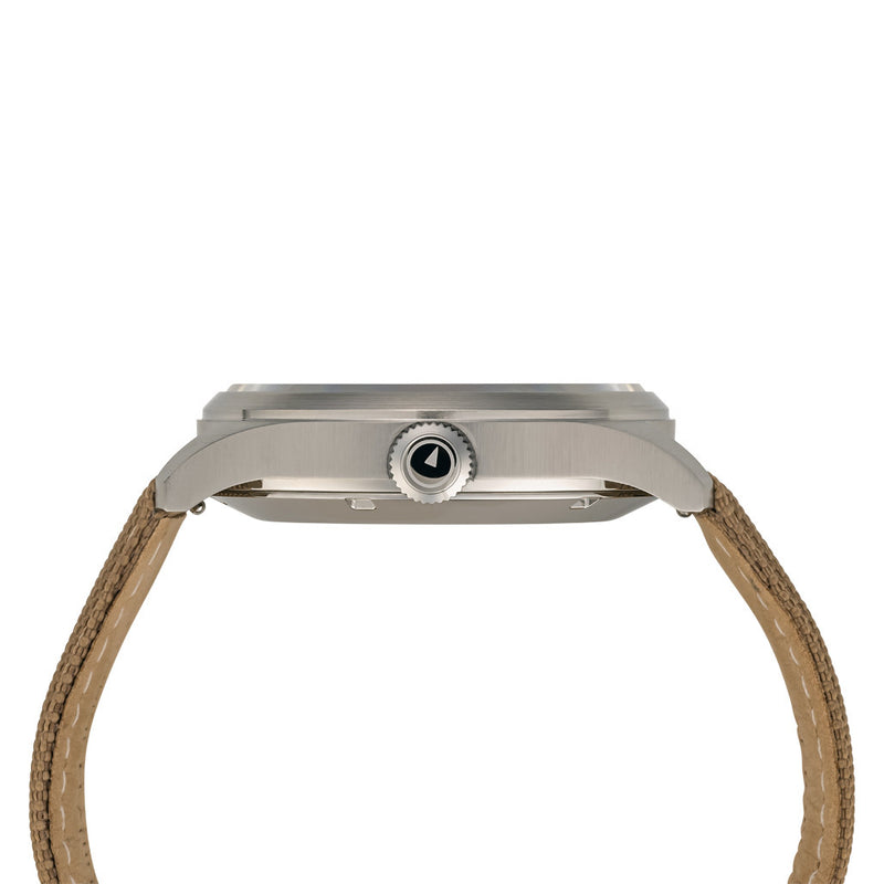 Islander 42mm "DAY-T" Automatic Field Watch with White Dial and Day-Date Display #ISL-198 crown