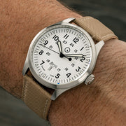 Islander 42mm "DAY-T" Automatic Field Watch with White Dial and Day-Date Display #ISL-198 wrist