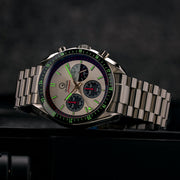 Islander Bethpage Amerigraph with Brushed Silver Dial and Chronograph Function #ISL-200 lume