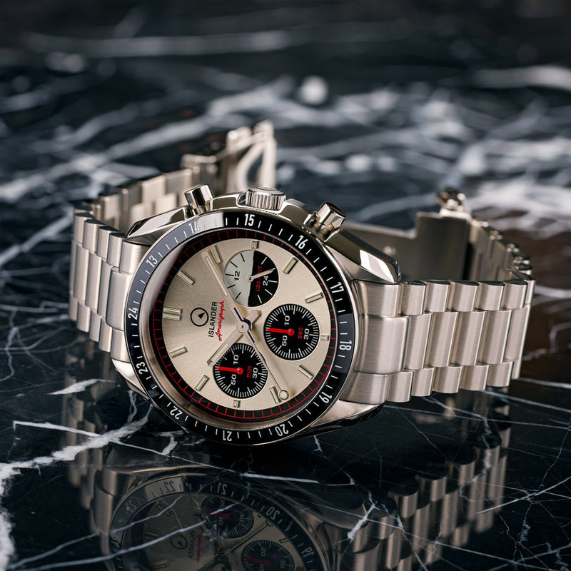 Islander Bethpage Amerigraph with Brushed Silver Dial and Chronograph Function #ISL-200 lifestyle