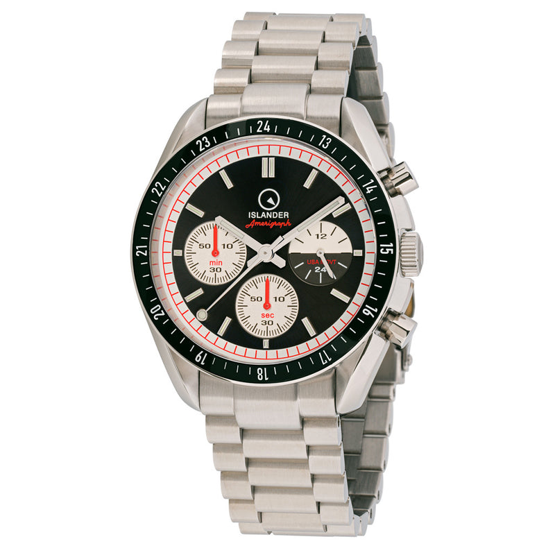 Islander Bethpage Amerigraph with Brushed Black Dial and Chronograph Function #ISL-201 zoom