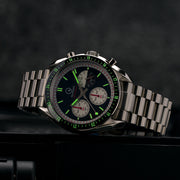 Islander Bethpage Amerigraph with Brushed Black Dial and Chronograph Function #ISL-201 lume
