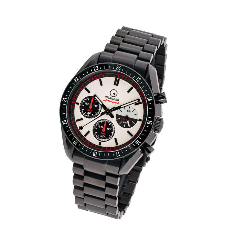 Islander Bethpage Amerigraph Full Lume (BGW9) Dial PVD Watch with Chronograph Function #ISL-202 tilt
