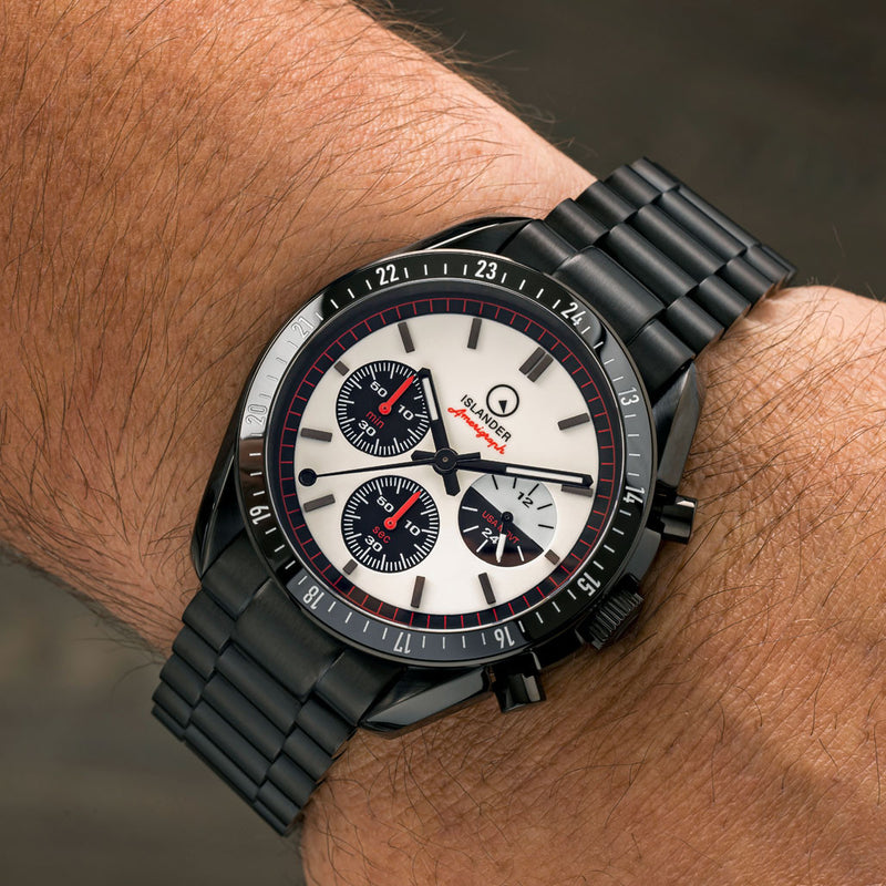 Islander Bethpage Amerigraph Full Lume (BGW9) Dial PVD Watch with Chronograph Function #ISL-202 wrist