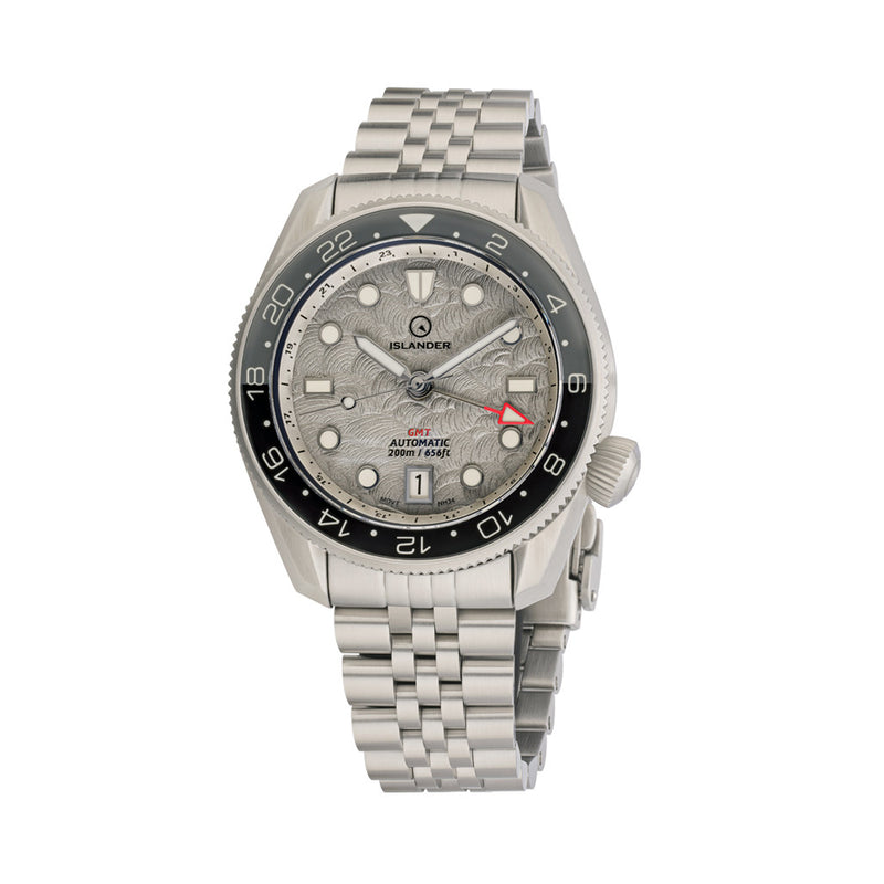 Islander JFK Automatic GMT Watch with Grey Cloud Dial and Dual Color Bezel #ISL-208