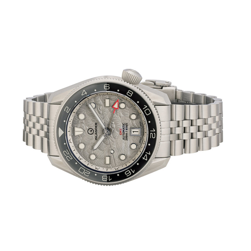 Islander JFK Automatic GMT Watch with Grey Cloud Dial and Dual Color Bezel #ISL-208