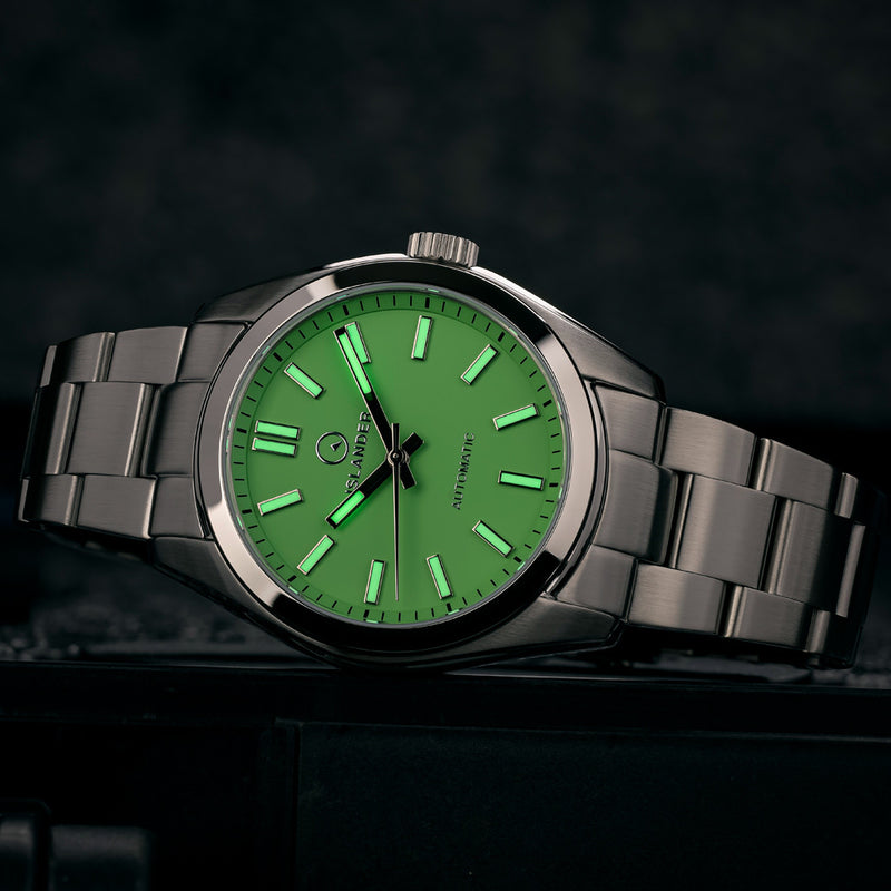 Islander Brookville Hi-Beat Automatic Dress Watch with Mint Green Dial #ISL-209 lume