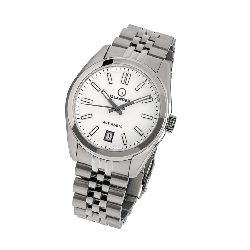 Islander Brookville Hi-Beat Automatic Dress Watch with White Dial #ISL-210 tilt