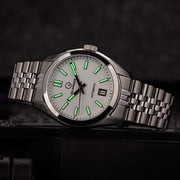 Islander Brookville Hi-Beat Automatic Dress Watch with White Dial #ISL-210 lume