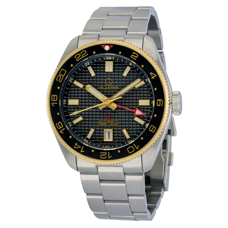 Islander Automatic GMT Dive Watch with Black Waffle Dial #ISL-213