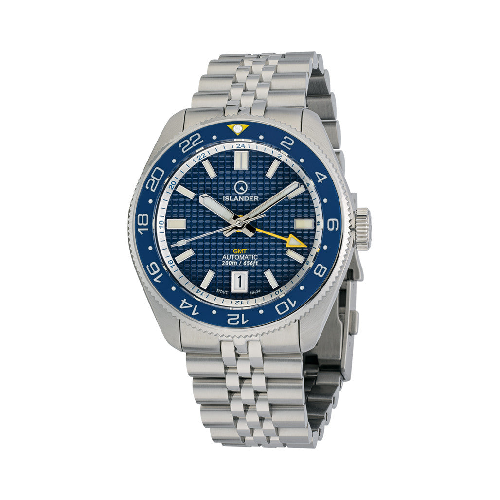 Islander Automatic GMT Dive Watch with Blue Waffle Dial #ISL-214