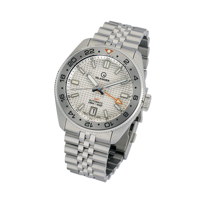 Islander Automatic GMT Dive Watch with White Waffle Dial #ISL-215