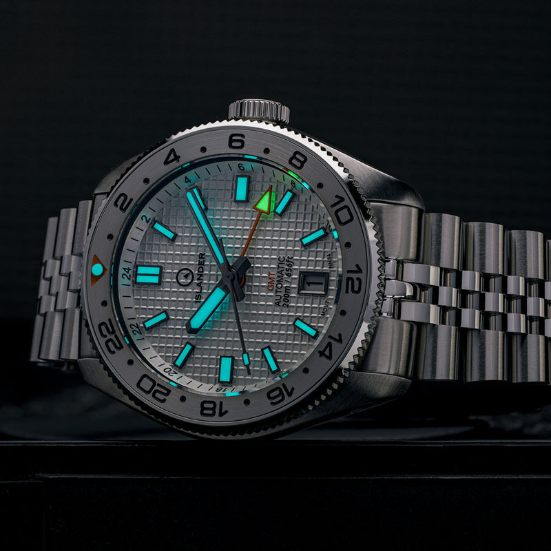 Islander Automatic GMT Dive Watch with White Waffle Dial #ISL-215