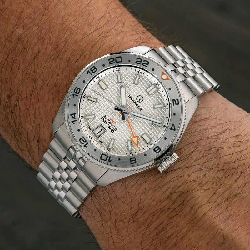 Islander Automatic GMT Dive Watch with White Waffle Dial #ISL-215