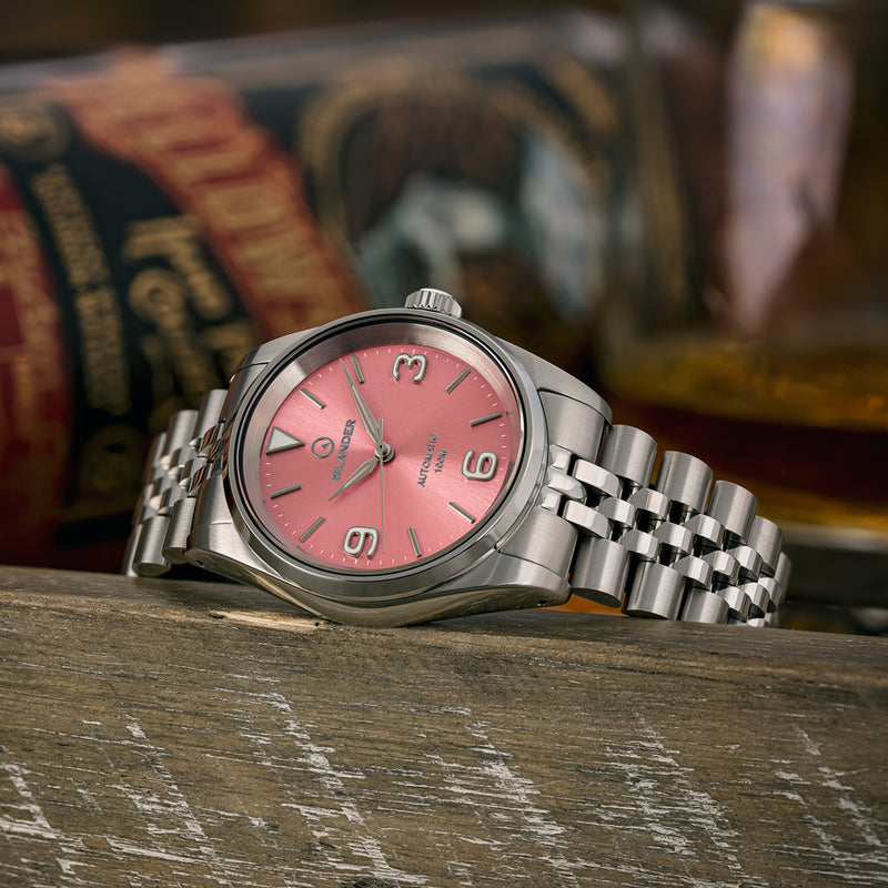 Islander Manhasset 36mm Automatic Watch with Sunburst Pink Dial #ISL-218 lifestyle