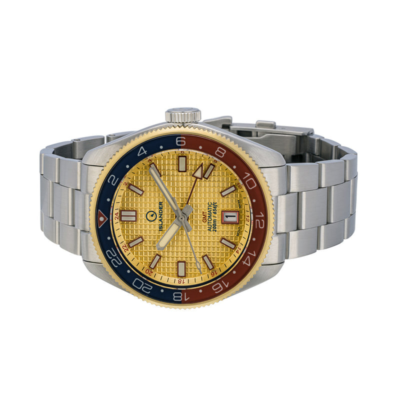 Islander Automatic GMT Dive Watch with Gold Waffle Dial #ISL-225