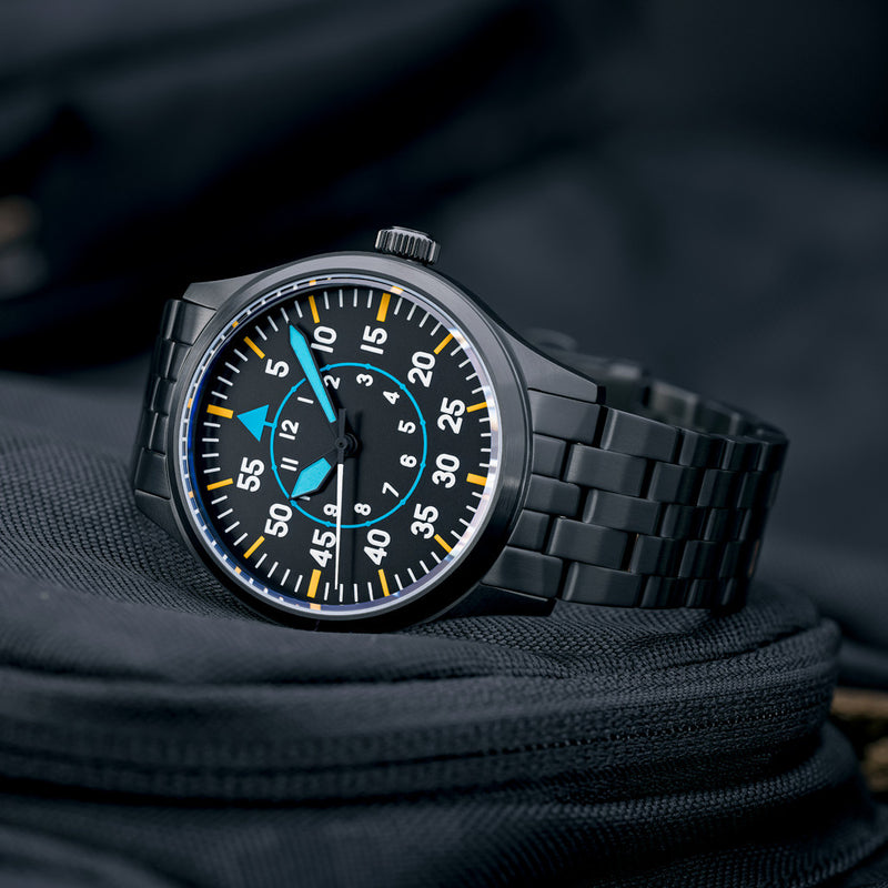 Islander 39mm Black IP Pilot Watch with Black Dial #ISL-229