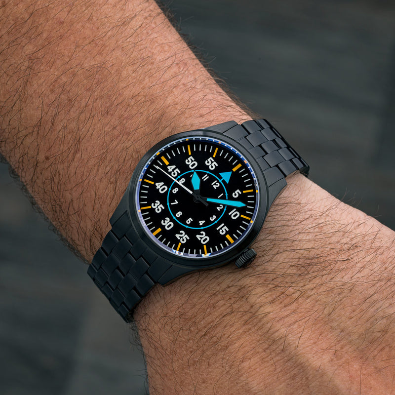 Islander 39mm Black IP Pilot Watch with Black Dial #ISL-229