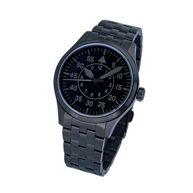 Islander 39mm Black IP Pilot Watch with Ghost Dial #ISL-230