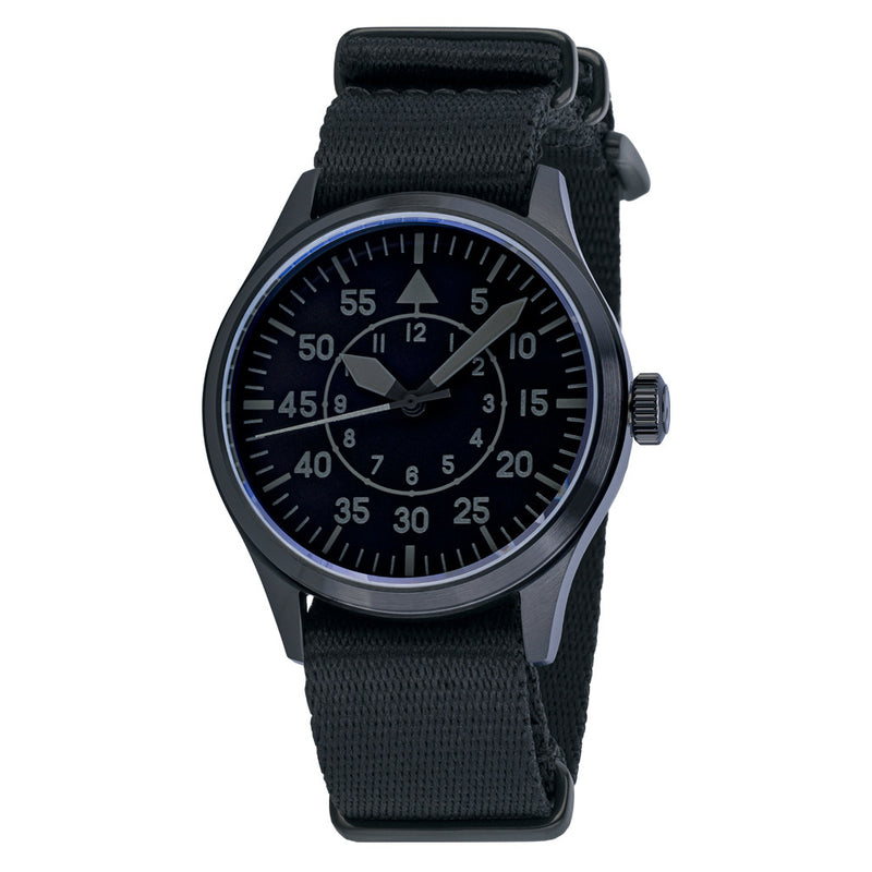 Islander 39mm Black IP Pilot Watch with Ghost Dial #ISL-230