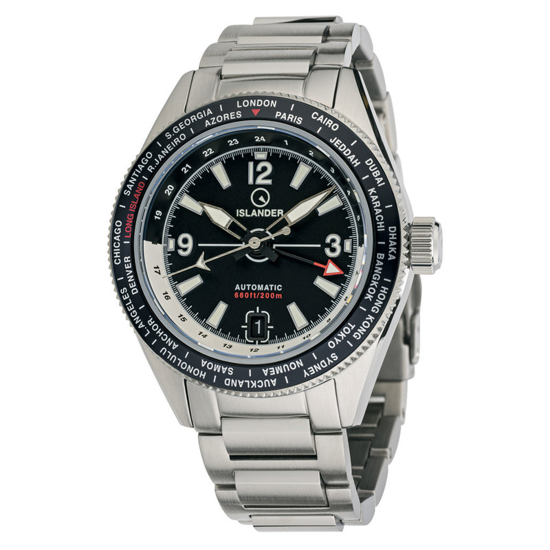 Islander Calabro GMT World Time Watch with Black Dial #ISL-240