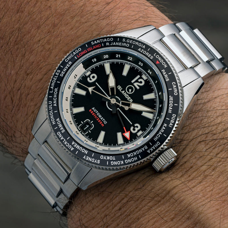 Islander Calabro GMT World Time Watch with Black Dial #ISL-240
