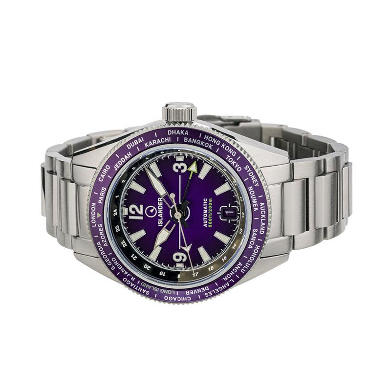 Islander Calabro GMT World Time Watch with Purple Dial #ISL-243
