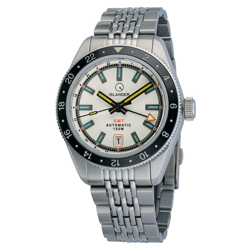 Islander Port Jefferson GMT Skin Diver Automatic Watch with White Dial #ISL-245